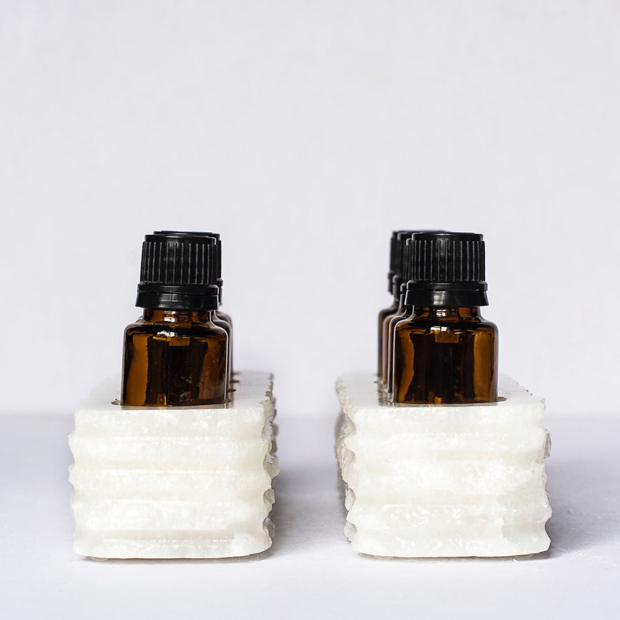 SMALL CHISELED SET OF 2  ESSENTIAL OIL HOLDER -  HOLDS 4 OILS EACH, 8 TOTAL - WHITE CLOUD