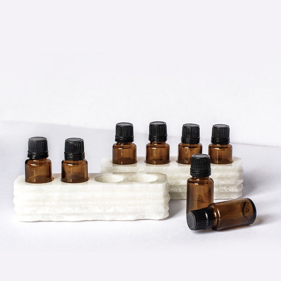 SMALL CHISELED SET OF 2  ESSENTIAL OIL HOLDER -  HOLDS 4 OILS EACH, 8 TOTAL - WHITE CLOUD